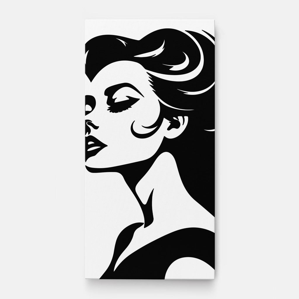 ARTHUB Leinwandbild 40x80 cm, Eyeliner Shilouette | Wohnzimmerdekoration, Hängende Bilder, Wanddekoration, Heimdekoration, Frauen, Silhouetten