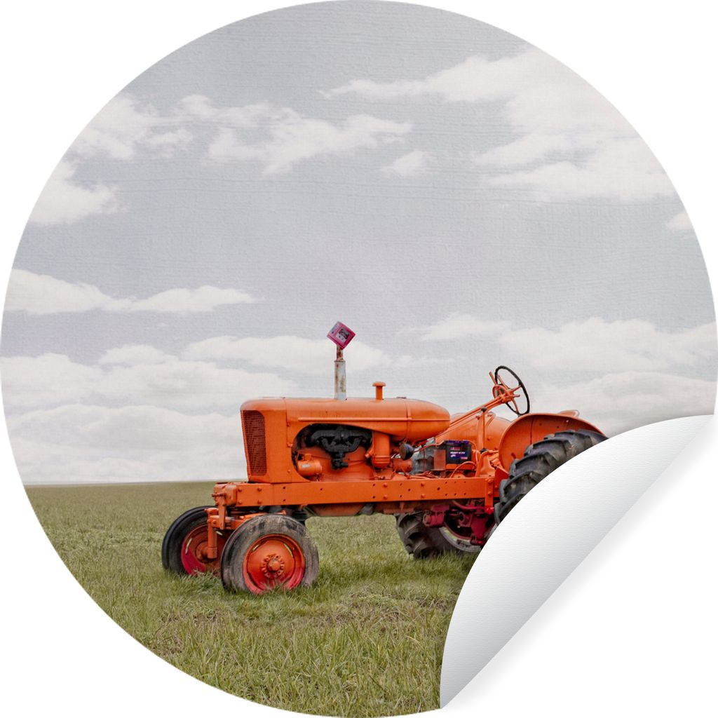 MuchoWow Runde Wandtattoo - Wandsticker Tapete Aufkleber Traktor - Räder - Vintage Ø 30 cm Selbstklebend und Repositionierbar - Wandaufkleber -...