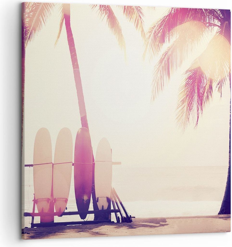 Bild auf Leinwand - Leinwandbild - Einteilig - Fackel Strand Surfen - 50x50cm - Wand Bild - Wanddeko - Wandbilder - Leinwanddruck - Bilder - Wandde...