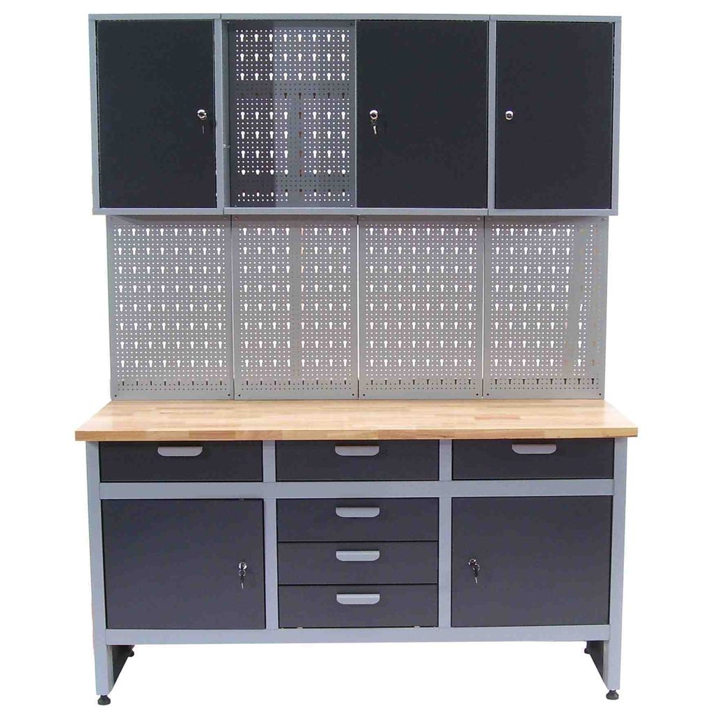 Werkstatt Combi-Set Werkbank 06277 Werkzeugschrank + Werkzeugwand 06278 Lochwand