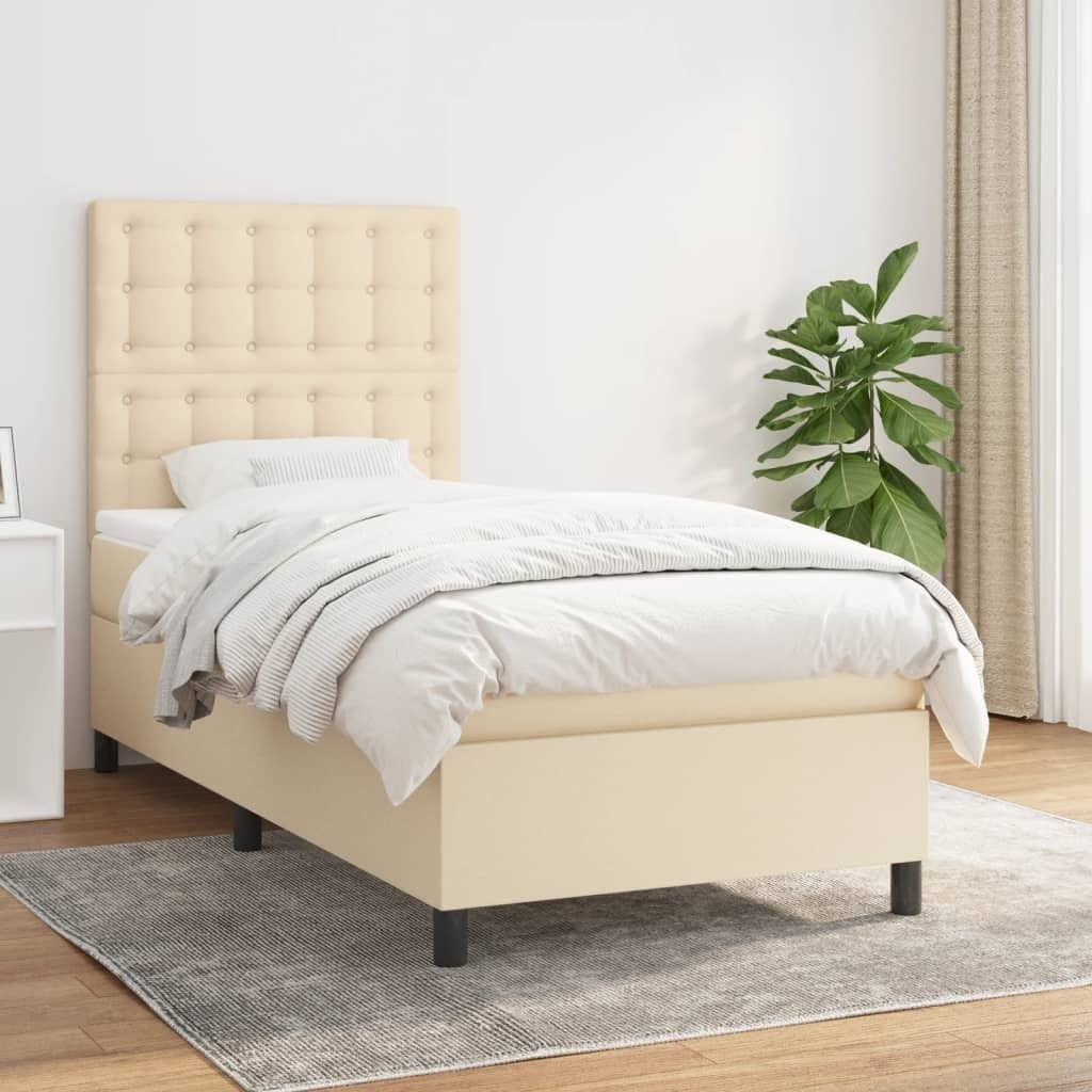 Maison Exclusive - Boxspringbett mit Matratze Creme 90x190 cm Stoff