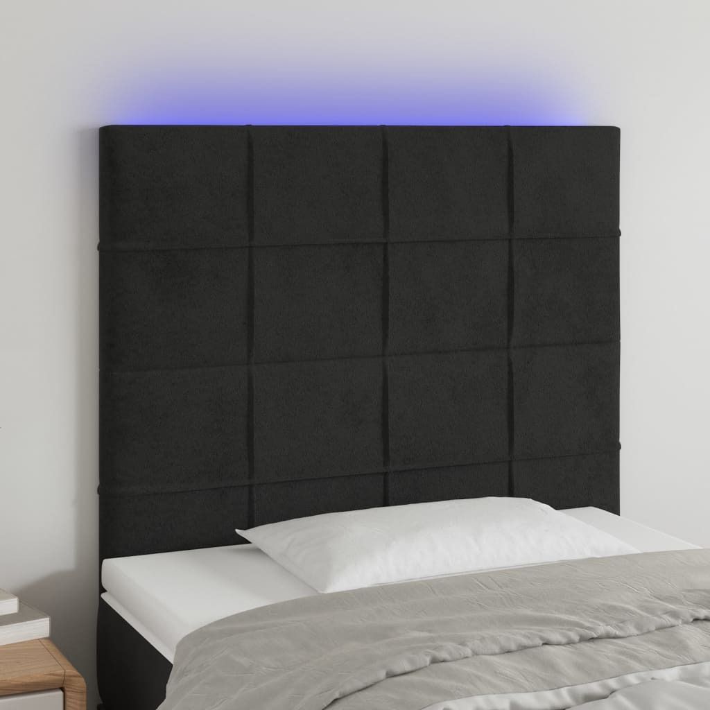 Maison Exclusive - LED Kopfteil Schwarz 90x5x118/128 cm Samt