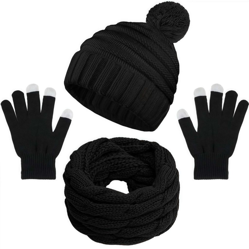Strickmütze Damen Schal Mütze Handschuhe Set Produktbild-Vorschau 11
