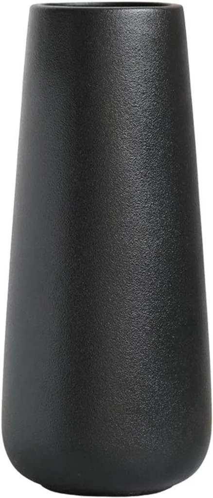 Vase minimaliste noir 28 cm en céramique artisanale, finition mate chic