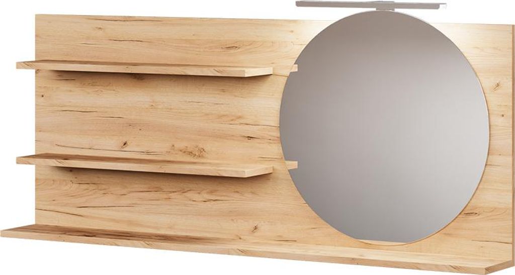 Vicco Badspiegelschrank Avena, 120 x 50 cm mit 3 offenen Fächern, Eiche