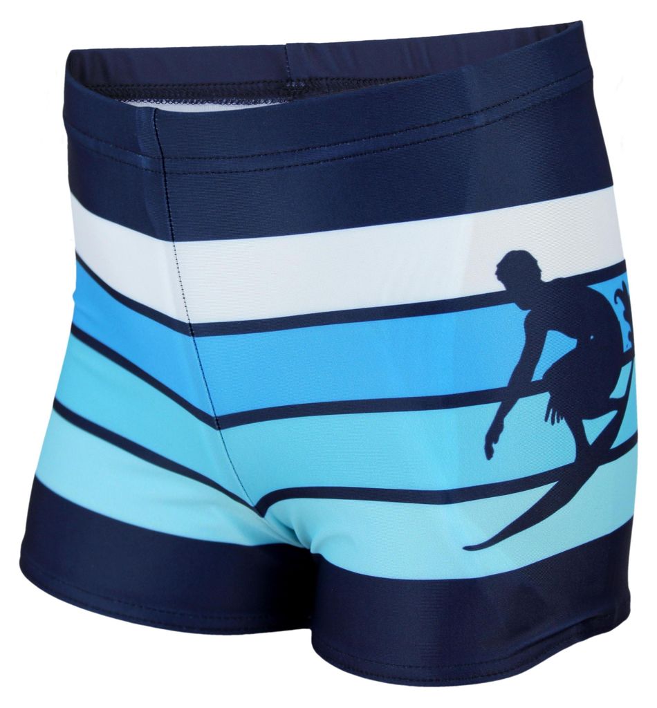 Aquarti Jungen Badehose Gestreift mit Motiven, Farbe: Dunkelblau / Blau, Größe: 122