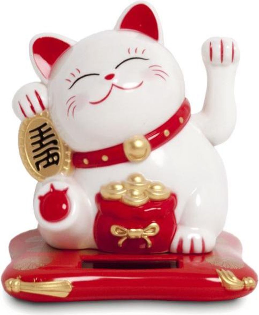 Emro Aziatica | Glückskatze Maneki Neko - Weiß - 10,5 Cm - Produktbild 