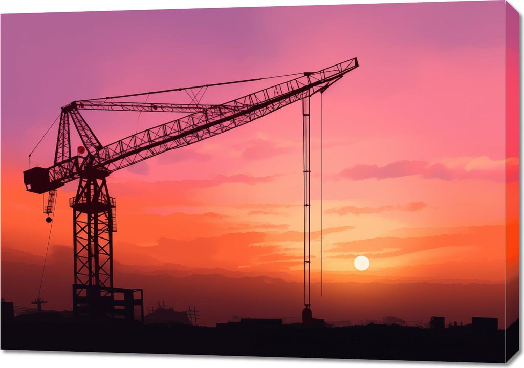 Bild 100x70cm Abendstimmung auf der Baustelle