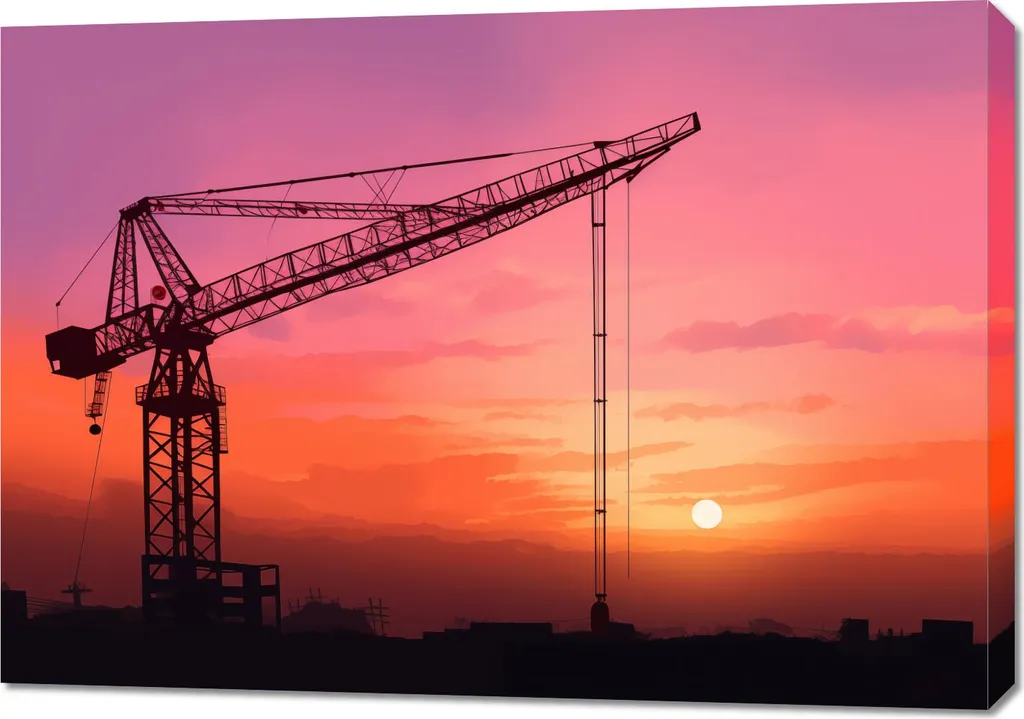 Tableau bureau architecte chantier au crépuscule - Toile déco 100x70 cm