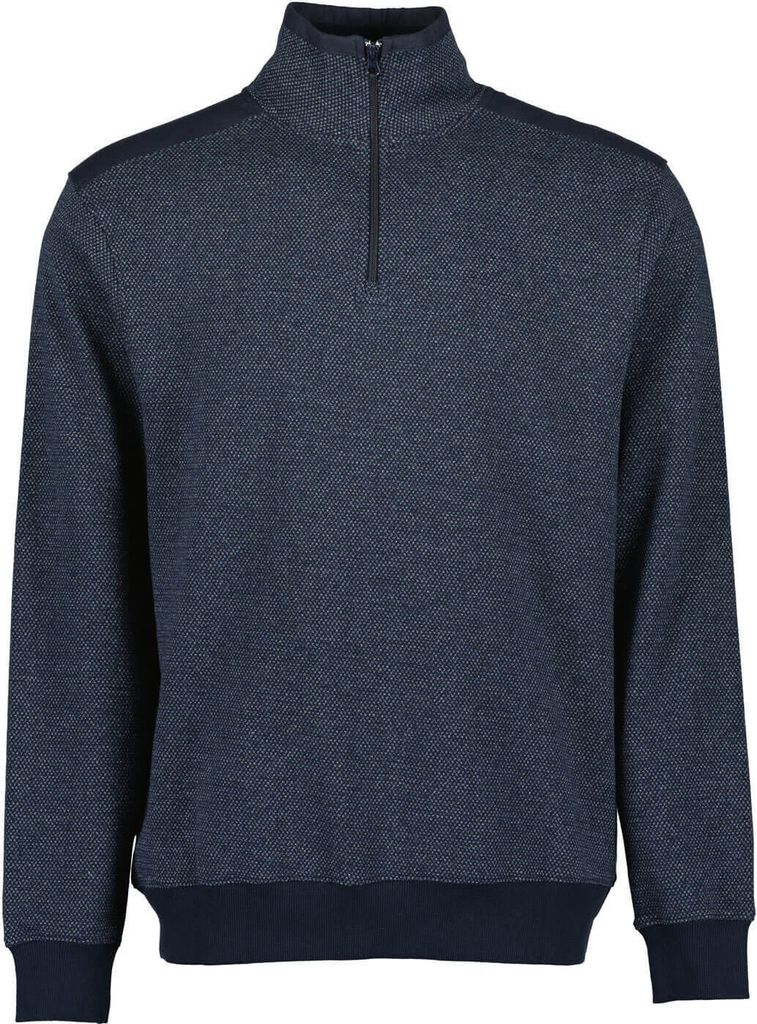 Blue Seven Herren Sweatshirt mit Stehkragen mit Reißverschluss - Pullover mit Nylon-Einsätzen in Nachtblau Größe M