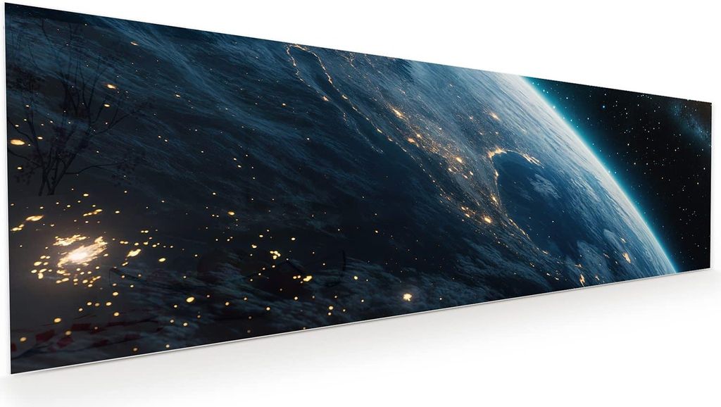 Glasbild 120x40cm in XXL für Wohnzimmer, Schlafzimmer Motiv Planet im Universum