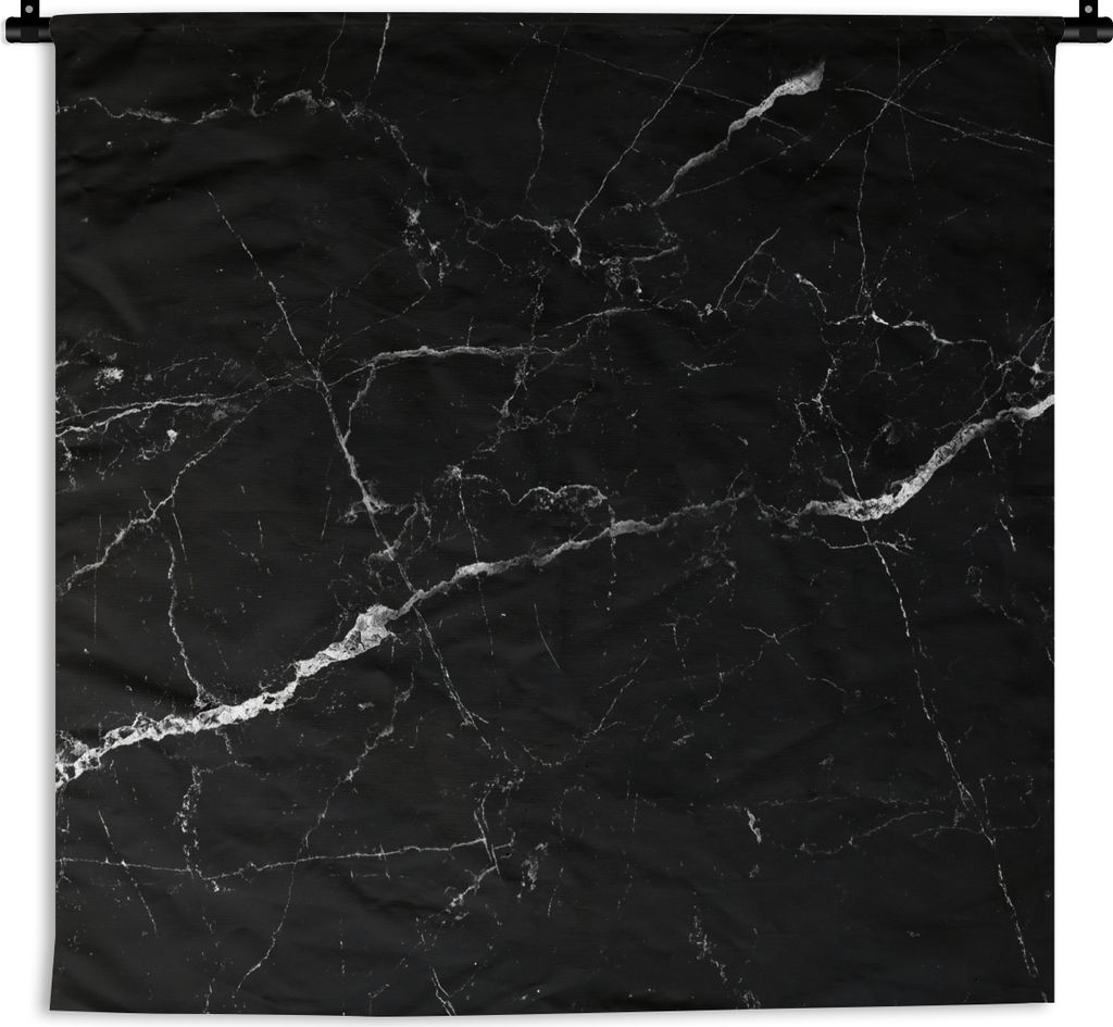 MuchoWow Wandteppich Wandbehang Marmor - Schwarz - Marmoroptik - Weiß - Luxus - Stein 90x90 cm Tapisserie Dekoration Wandtuch - Wandaufhänger
