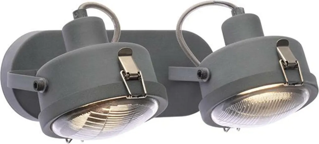 Luminaire applique murale double spot GU10 en métal gris 31cm MORFEAS