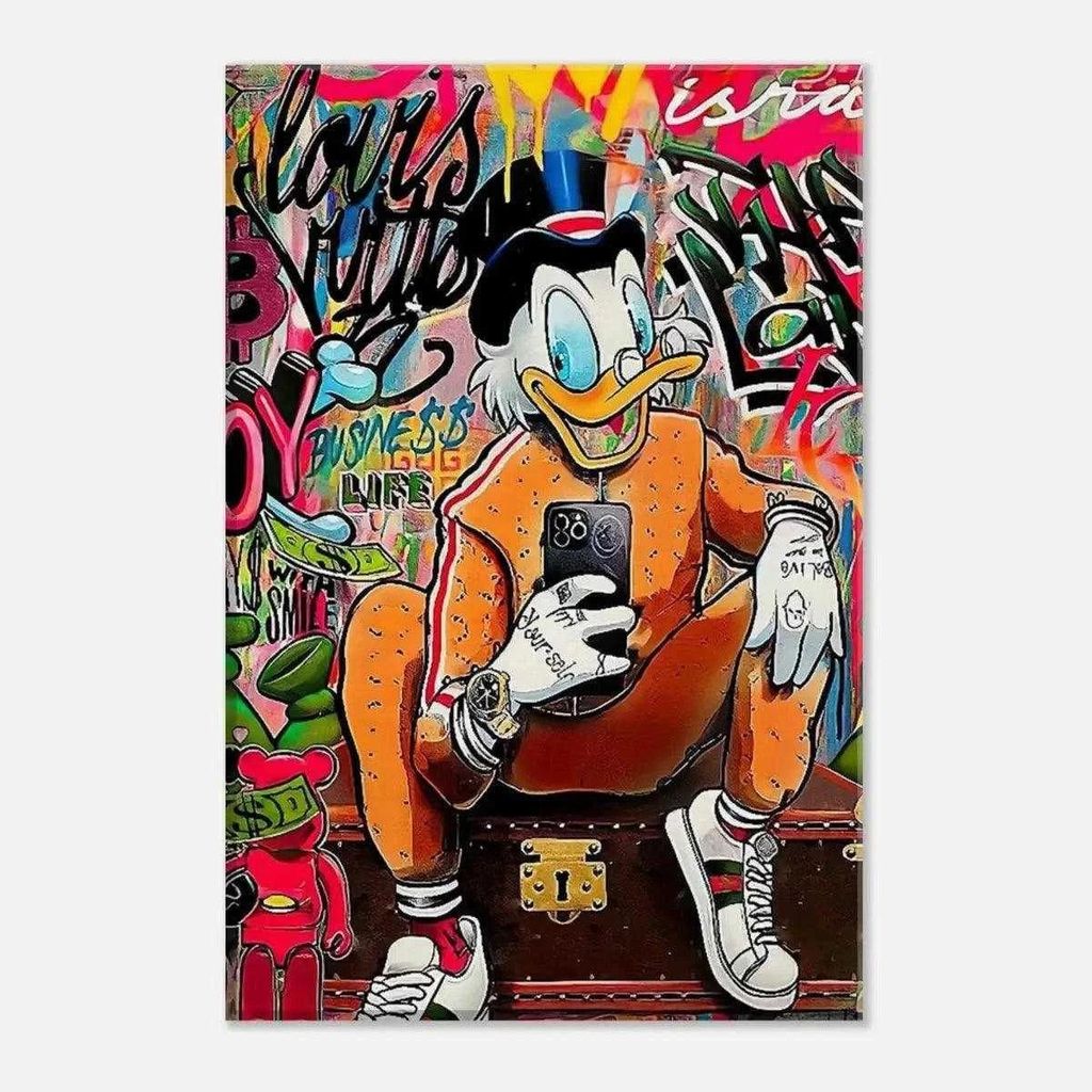 Modern Dagobert - Leinwandbild Pop Art: 80x120 cm / Leinwand / Schwarzer Rahmen