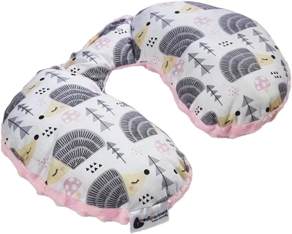 Appui-tête bébé anti-tête qui tombe en coton Minky rose et hérissons