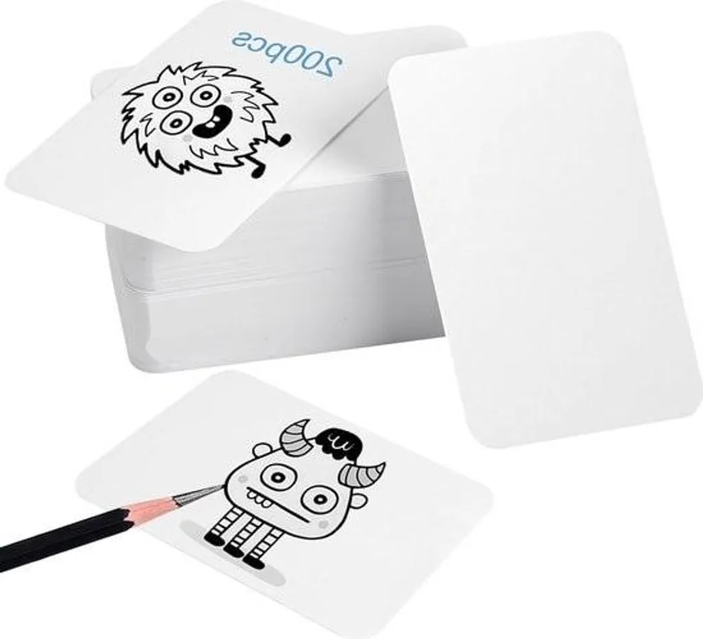 Jeu de 200 Fiches blanches cartonnées épaisses 230g pour DIY et Message