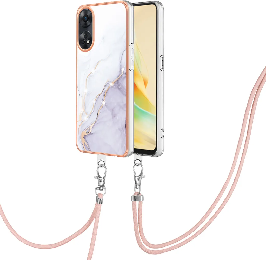 Cover OPPO Reno8 T 4G con Cordino Bianco - Protezione TPU Morbida