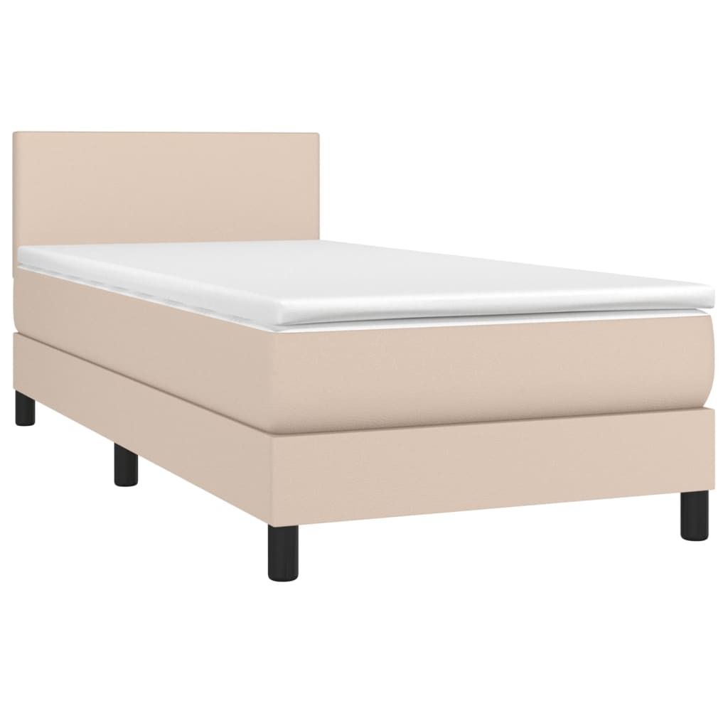 "im Sonderangebot"Boxspringbett - Einzelbett/Jugendbett mit Lattenrost - mit Matratze Cappuccino-Braun 80x200cm Kunstleder - Klassische Betten DEM...