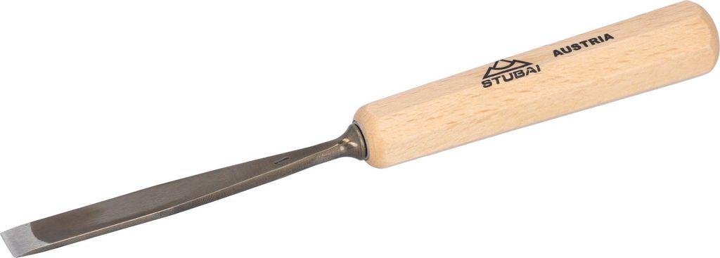 STUBAI Stemmeisen Stechbeitel Serie 52 - Form 1 | Gerades Balleisen 10 mm, mit Holzgriff, für glatte Flächen, zum Vorstechen, Kerb- und Reliefsch...