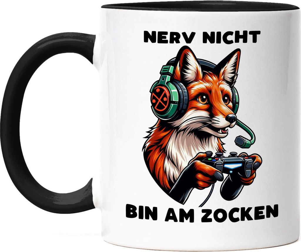 Nerv nicht Bin am zocken Fuchs Tasse Schwarz - Multiplayer Produktbild 