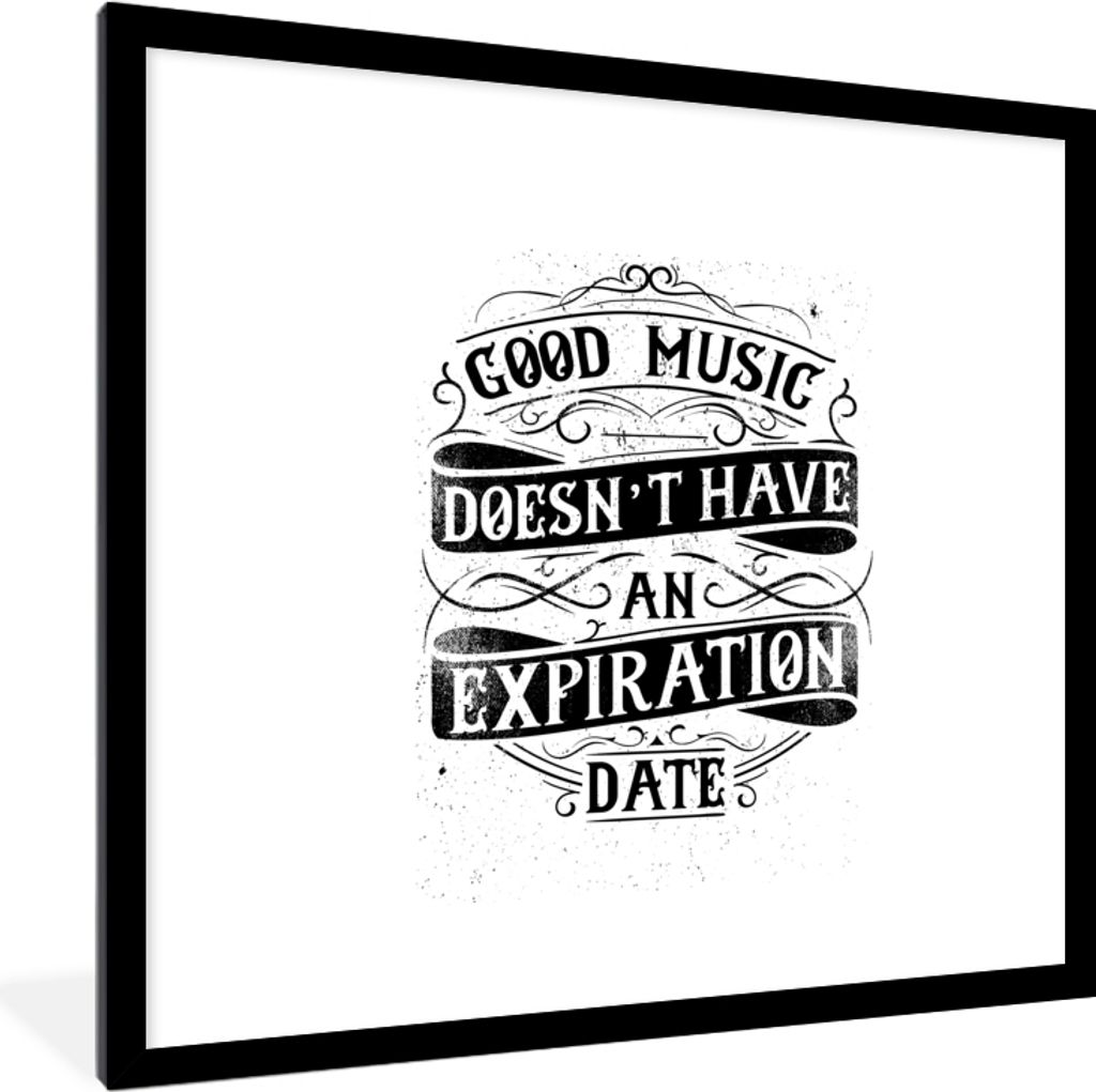 MuchoWow MuchoWow Gerahmtes Poster Musik - Retro - Weiß 40x40 cm - Poster mit zchwarzem Bilderrahmen - Poster - Plakat im Rahmen