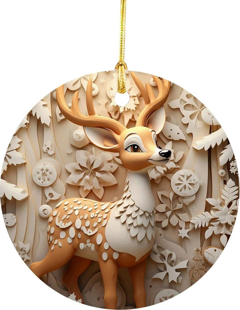 Weihnachtsanhänger, Weihnachtsmann, Elch, Schneemann, Charm, 2D-Weihnachts-Hängeornament mit Lanyard-Design, Elch-Fensterdekor