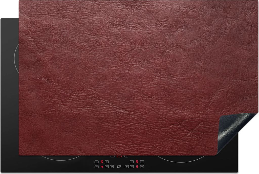 KitchenYeah Herdabdeckplatte Hintergrund aus braunem Leder , 80x52cm, Küche Deko, Glaskeramikfeld Herdabdeckung, Abdeckplatte fùr Kochfeld