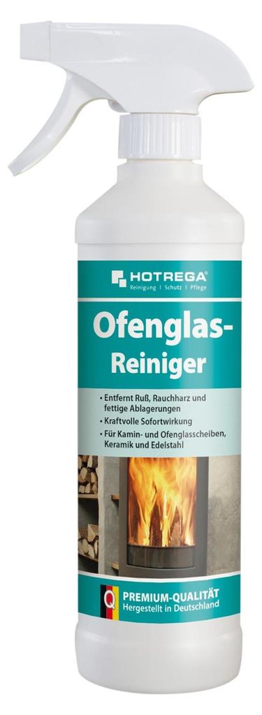 A bottle of cleaning spray for stove glass.