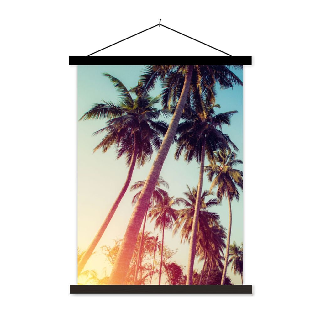 MuchoWow Textilposter Palme - Sommer - Retro - Sonne 90x120 cm mit schwarzem Rahmen - Dekoration