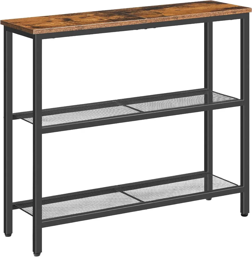 Console d'Entrée Fine 100cm Table de Salon Industrielle avec Étagère