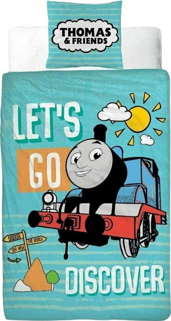 Thomas & Friends Parure de lit réversible TC622 Bébé Vert et Blanc - 2