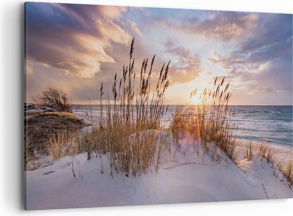 Bild auf Leinwand - Leinwandbild - Einteilig - Westen auf der Strand - 120x80cm - Wand Bild - Wanddeko - Wandbilder - Leinwanddruck - Bilder - Wand...