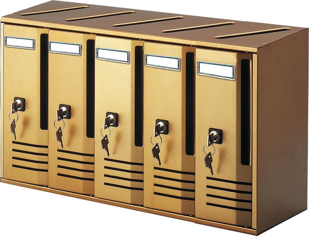 Vertikale Briefkästen B52xT17.5xH30 cm 5 Plätze Alubox Cube Bronze