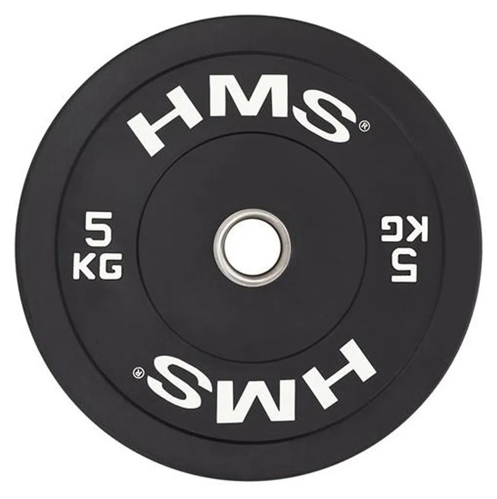 HMS PP12416 Disques d'haltères Olympic 5 kg noirs pour barre de musculation