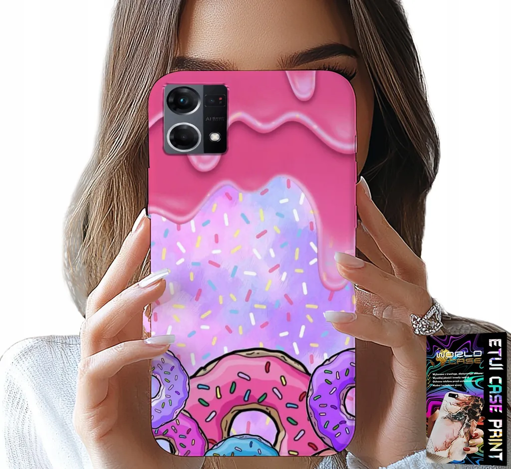 Custodia per Oppo Reno7 4G - Ciambelle dolci con glassa sullo sfondo + vetro
