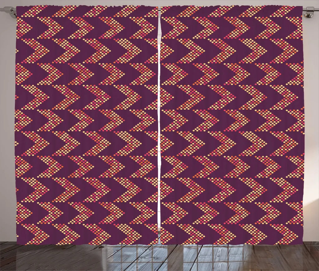 Rideau à boucles et crochets 280x225 cm style rétro pois multicolore