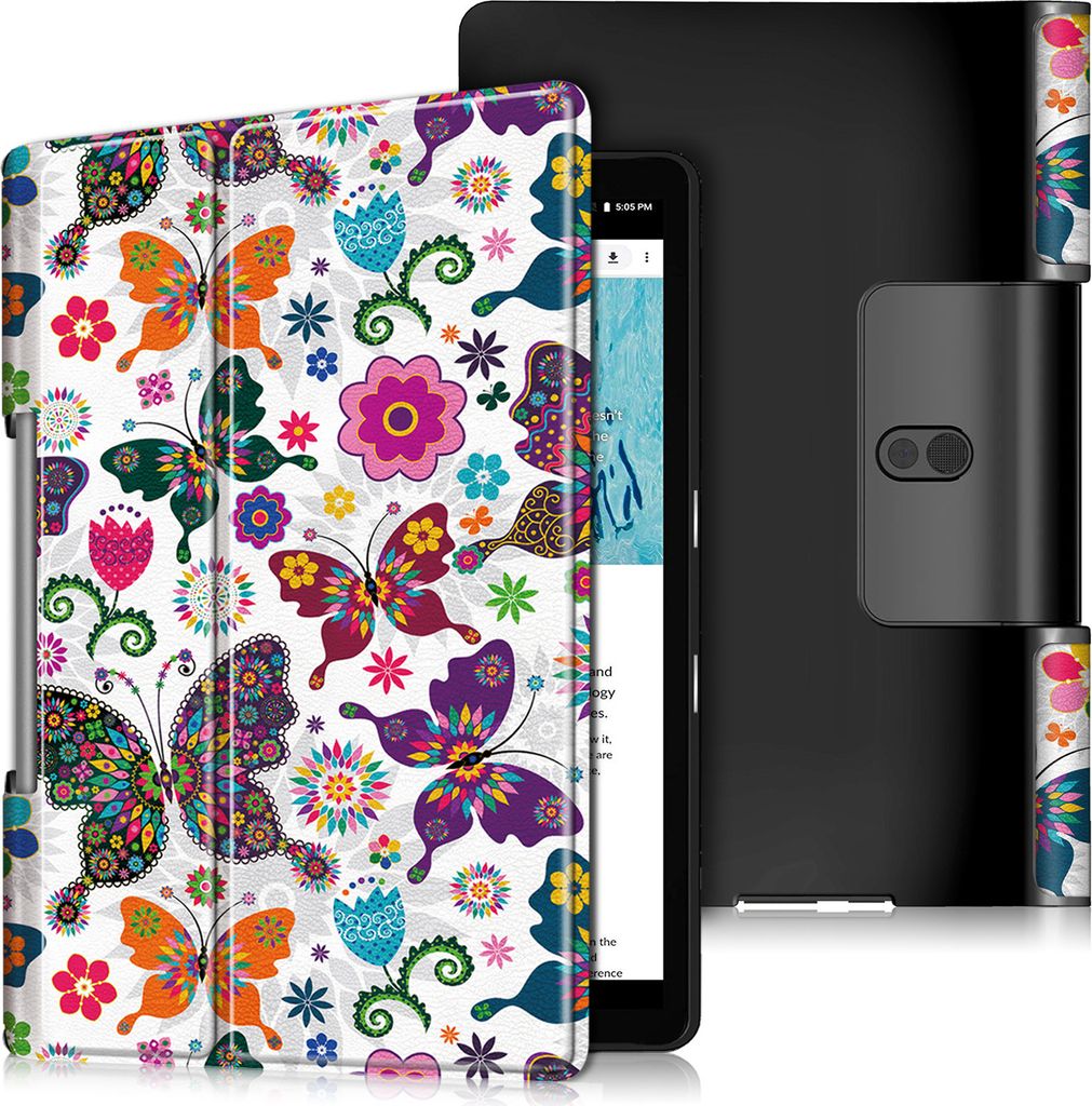 Case2go - Hülle kompatibel mit Lenovo Yoga Smart Tab 10.1 (2019) - Mit Standfunktion - Kunstleder Tablet Case Schutzhülle - Schmetterlinge