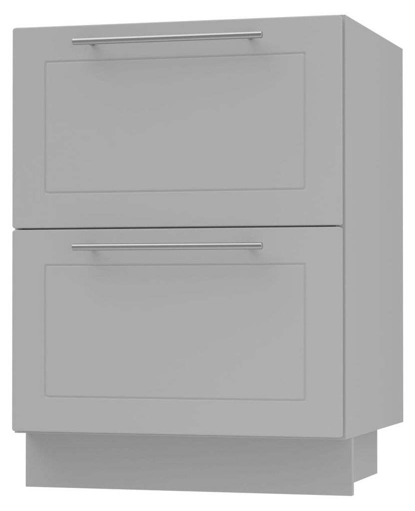 Schubladenunterschrank BARI 60x82cm lackiert Ausführung wählbar BA-D2 - 60,RAL 7040 fenstergrau matt,grau,HETTICH InnoTech Atira (Vollauszug)