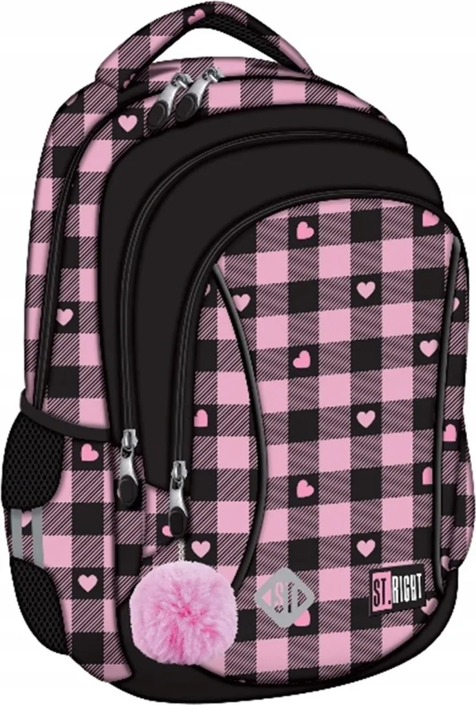 Sac à dos collège fille PINK CHECKERED 20l - Idéal pour les cours A4