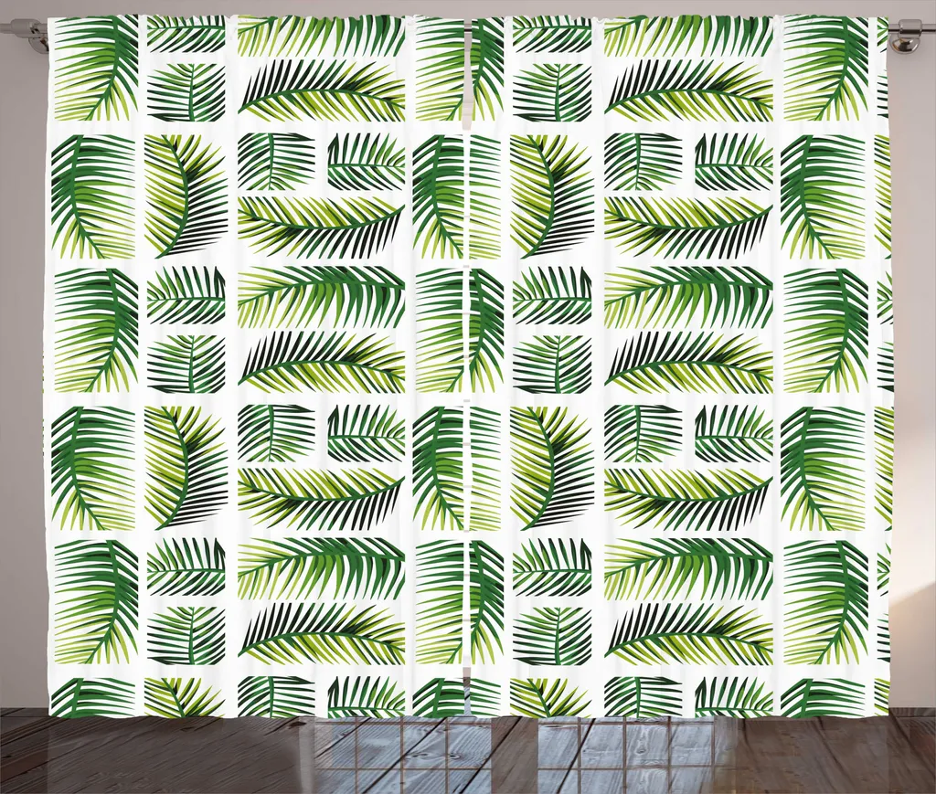 ABAKUHAUS Rideaux Rustiques Feuilles Vert Fougère et Pomme 280 x 225 cm