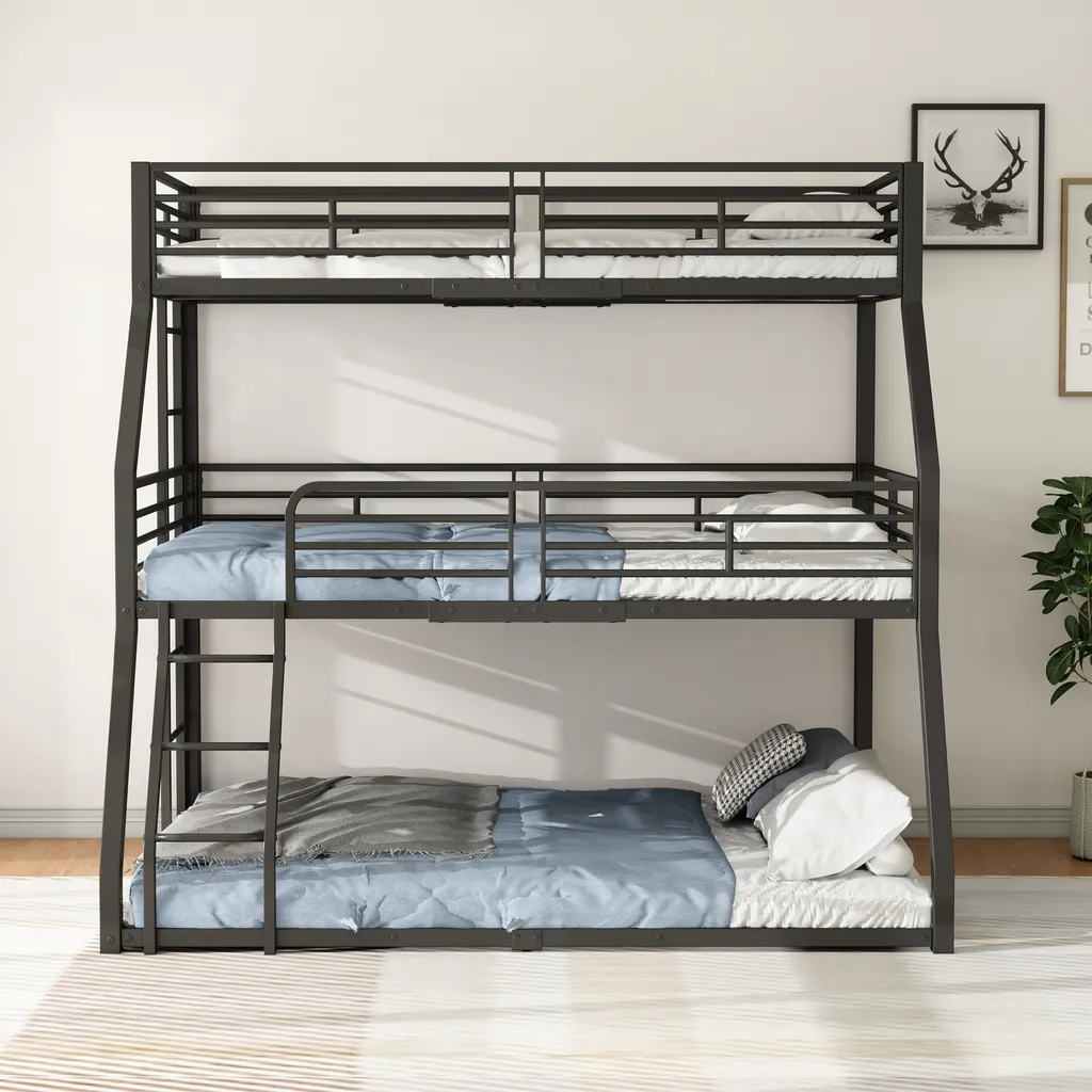 Lit superposé métal noir 90x200 cm : solution idéale pour petits espaces