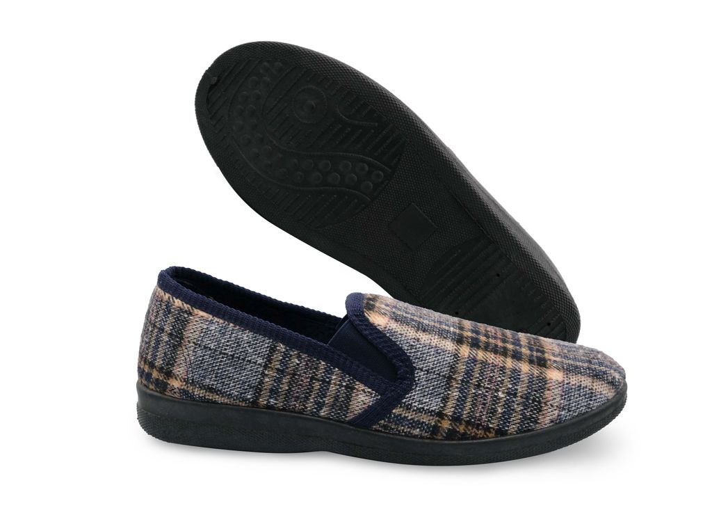 Herren Hausschuhe Karierte-Pantoffeln Hauspantolette Produktbild 