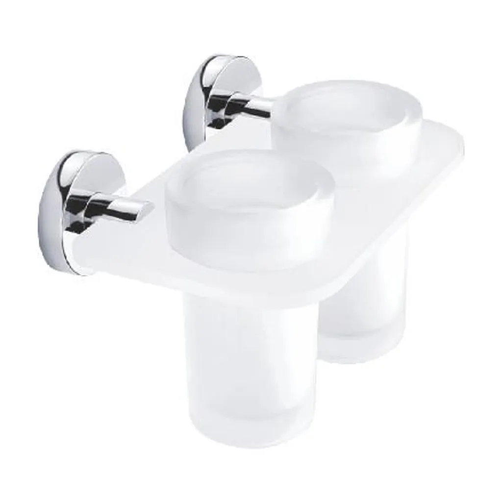 Support mural pour deux verres de salle de bain Nimco Unix chromé 26cm