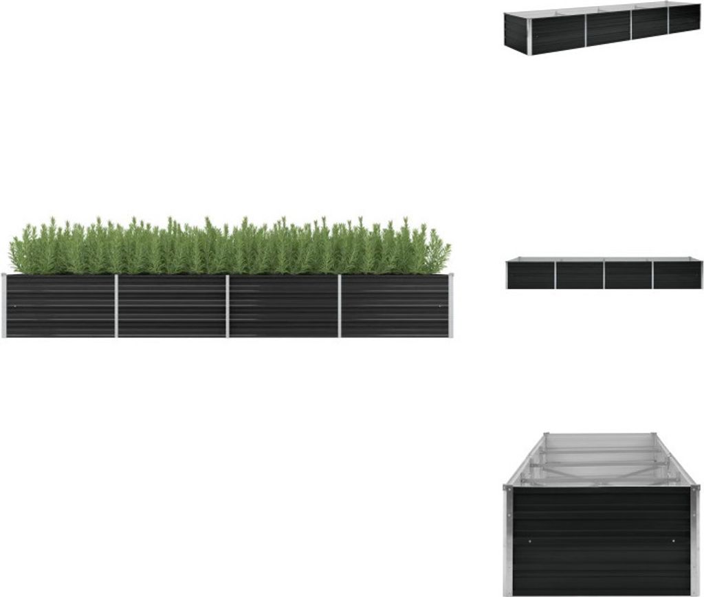 vidaXL Garten-Hochbeet Anthrazit 320 x 80 x 45 cm Verzinkter Stahl - Blumentöpfe & Pflanzgefäße