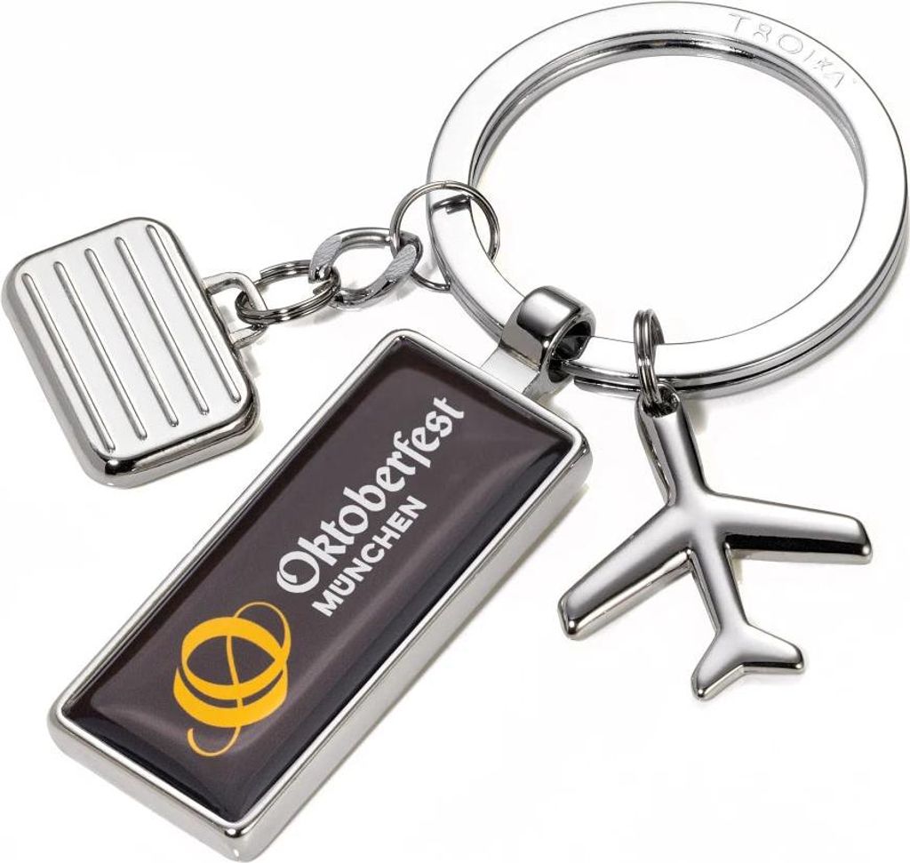 TROIKA REISE , Schlüsselring, Schwarz, Silber, Gelb, Metall, Abbildung, Uni, Alle