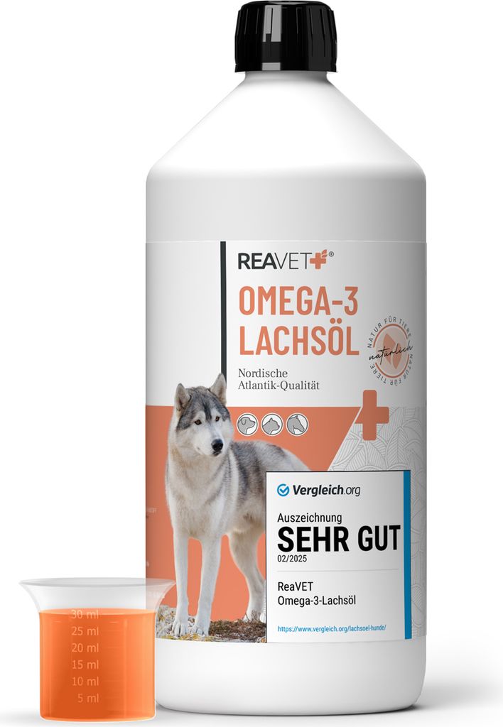 REAVET Olio di salmone per cani 1 litro - Ricco di Omega 3 Immagine del prodotto 