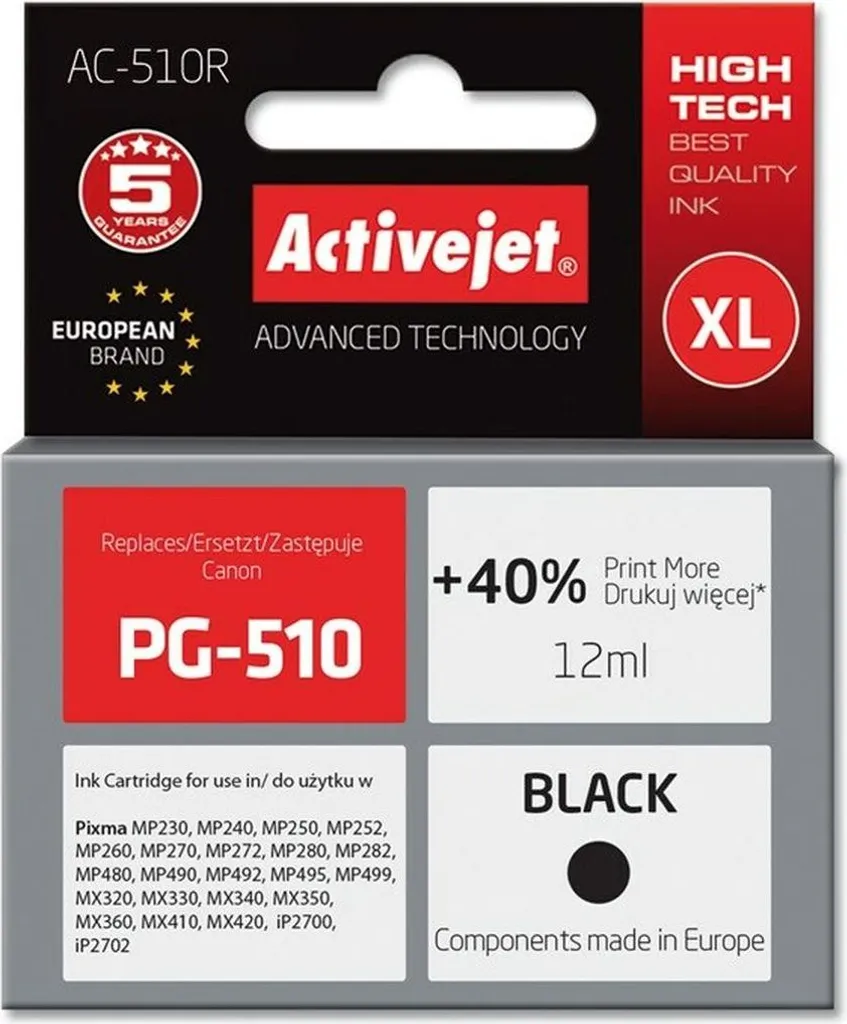 Cartuccia Nero Activejet AC-510R Premium per stampanti Canon Pixma
