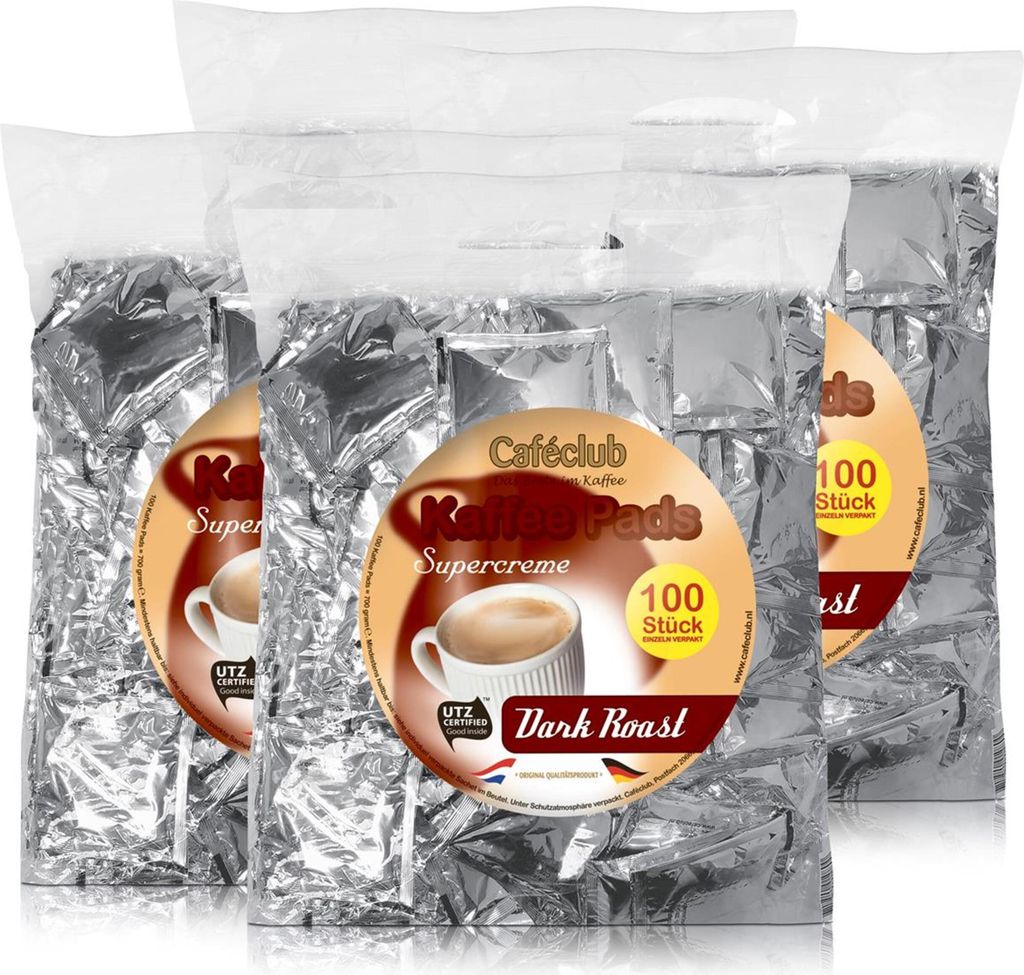 4x Cafeclub Dark Roast Kaffeepads Megabeutel je 100 stk. dunkle Röstung