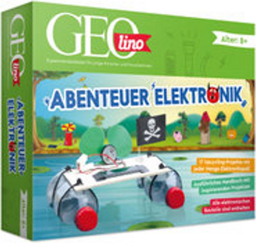 The image shows the packaging of a children's electronics experiment kit.