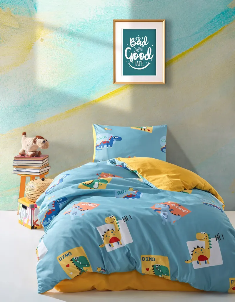 L'Essentiel Good Dino Set Copripiumino Verde 140x200 - Letto Singolo